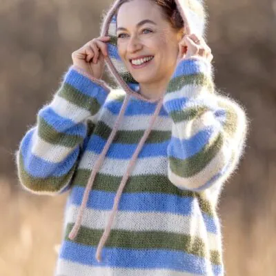 Mohair hettegenser med striper - Sv 2529