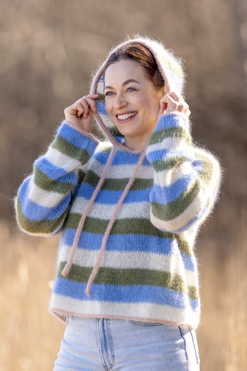 Mohair hettegenser med striper - Sv 2529